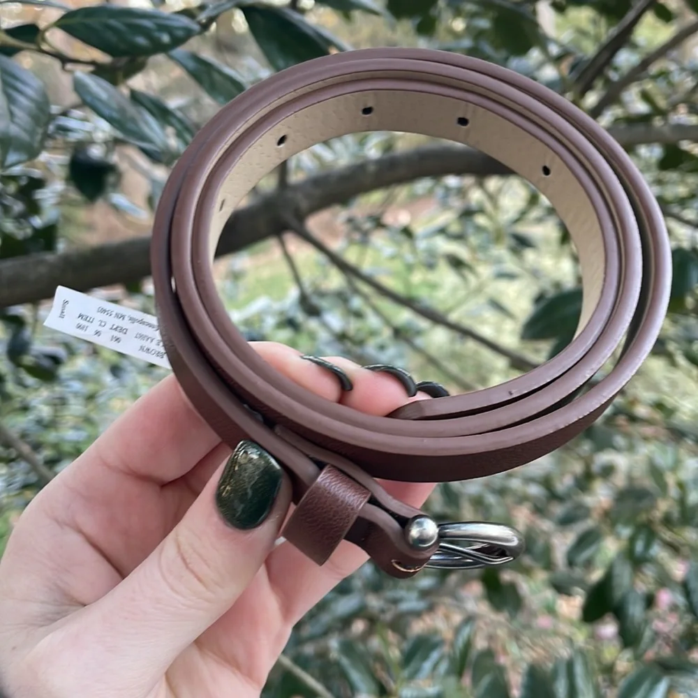 Brown Faux Leather Skinny Waist Belt